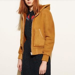 Coach Suede Shearling Hoodie in Honey size 4